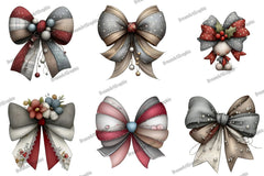 Preppy Christmas Coquette Bow Clipart Bundle - CraftNest - Digital Crafting and Art