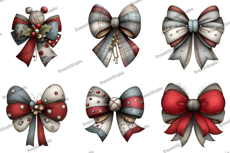 Preppy Christmas Coquette Bow Clipart Bundle - CraftNest - Digital Crafting and Art