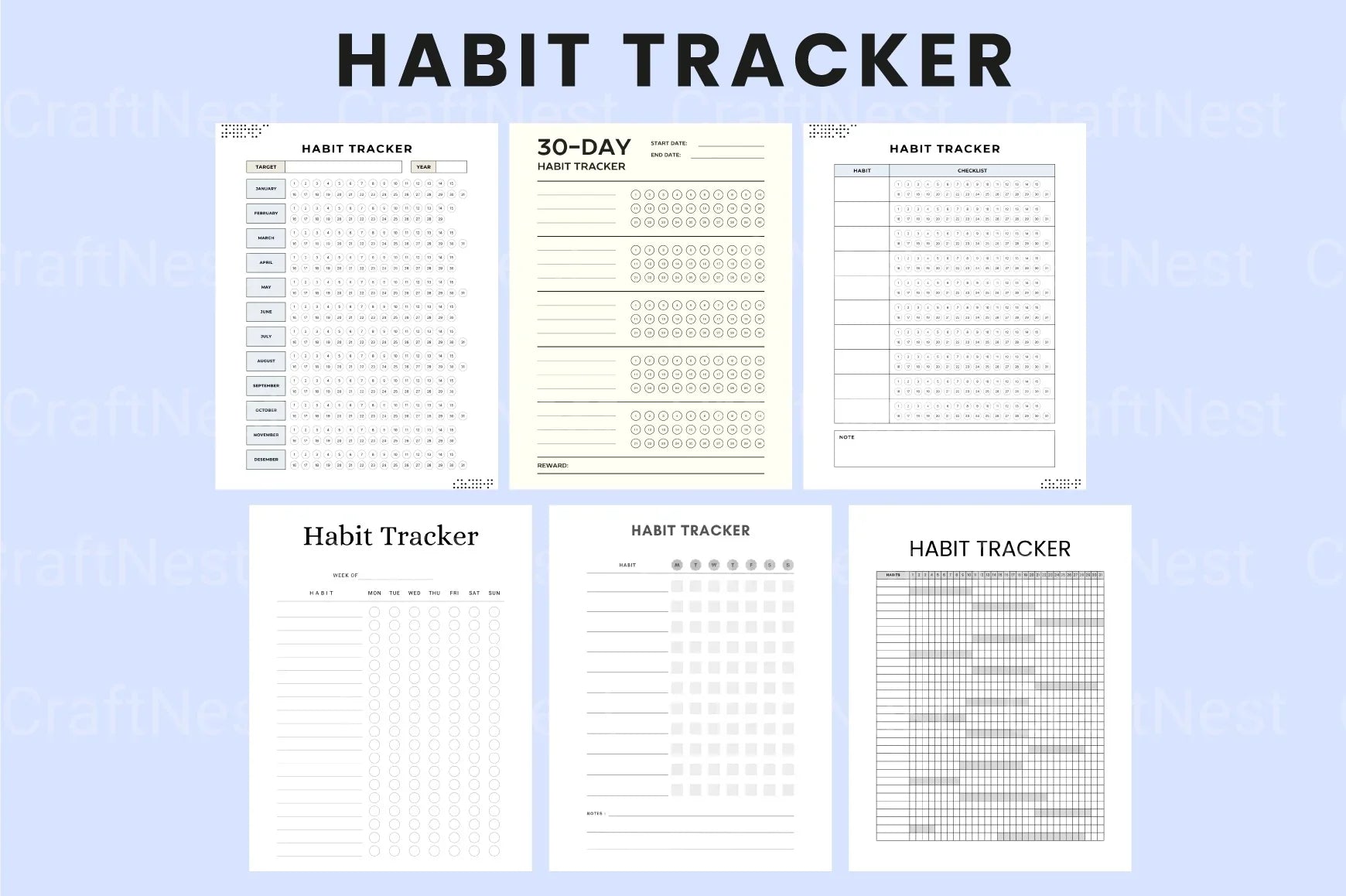 Effective Habit Tracker for Daily Success - CraftNest - Digital Crafting and Art