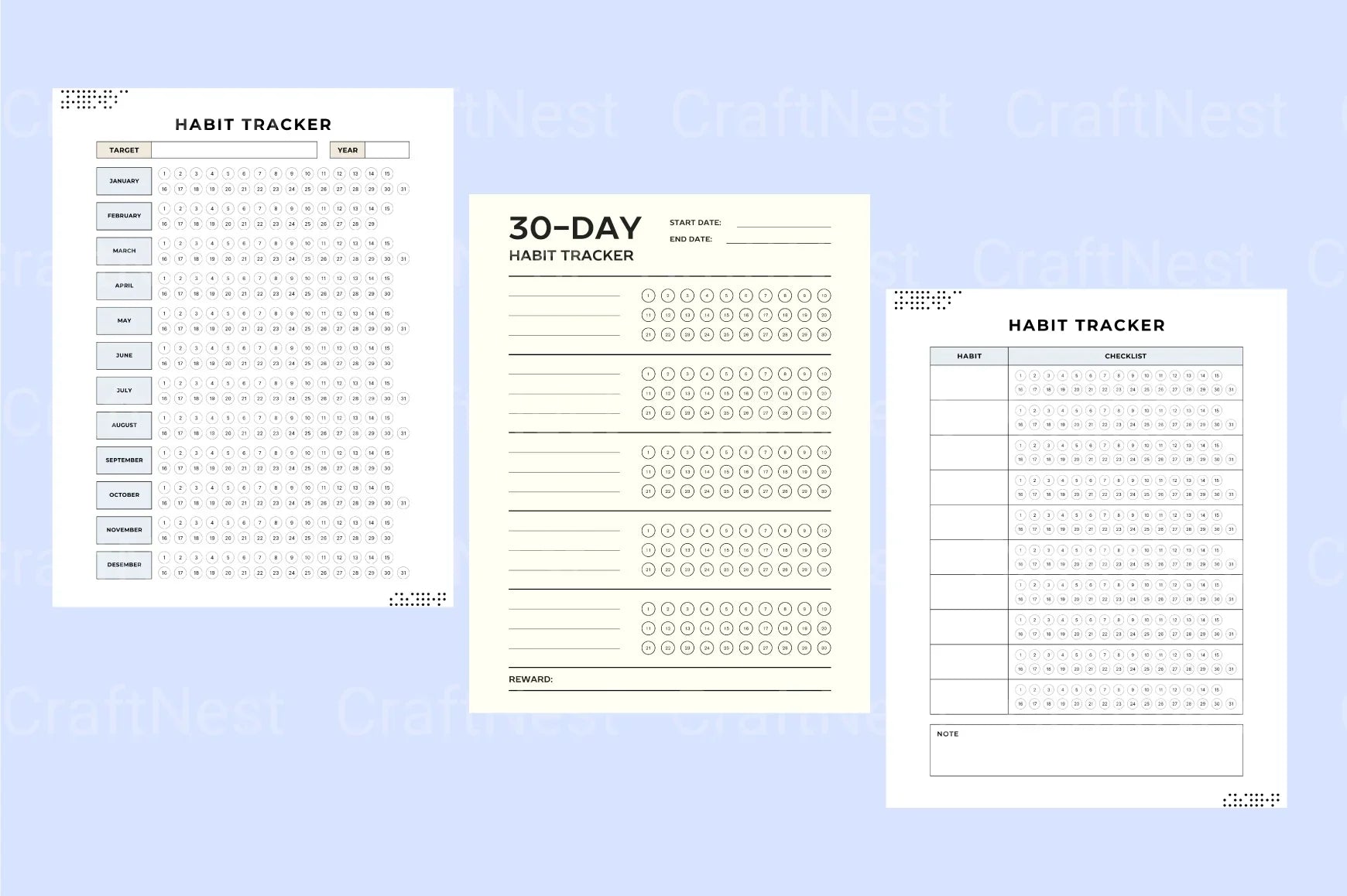 Effective Habit Tracker for Daily Success - CraftNest - Digital Crafting and Art