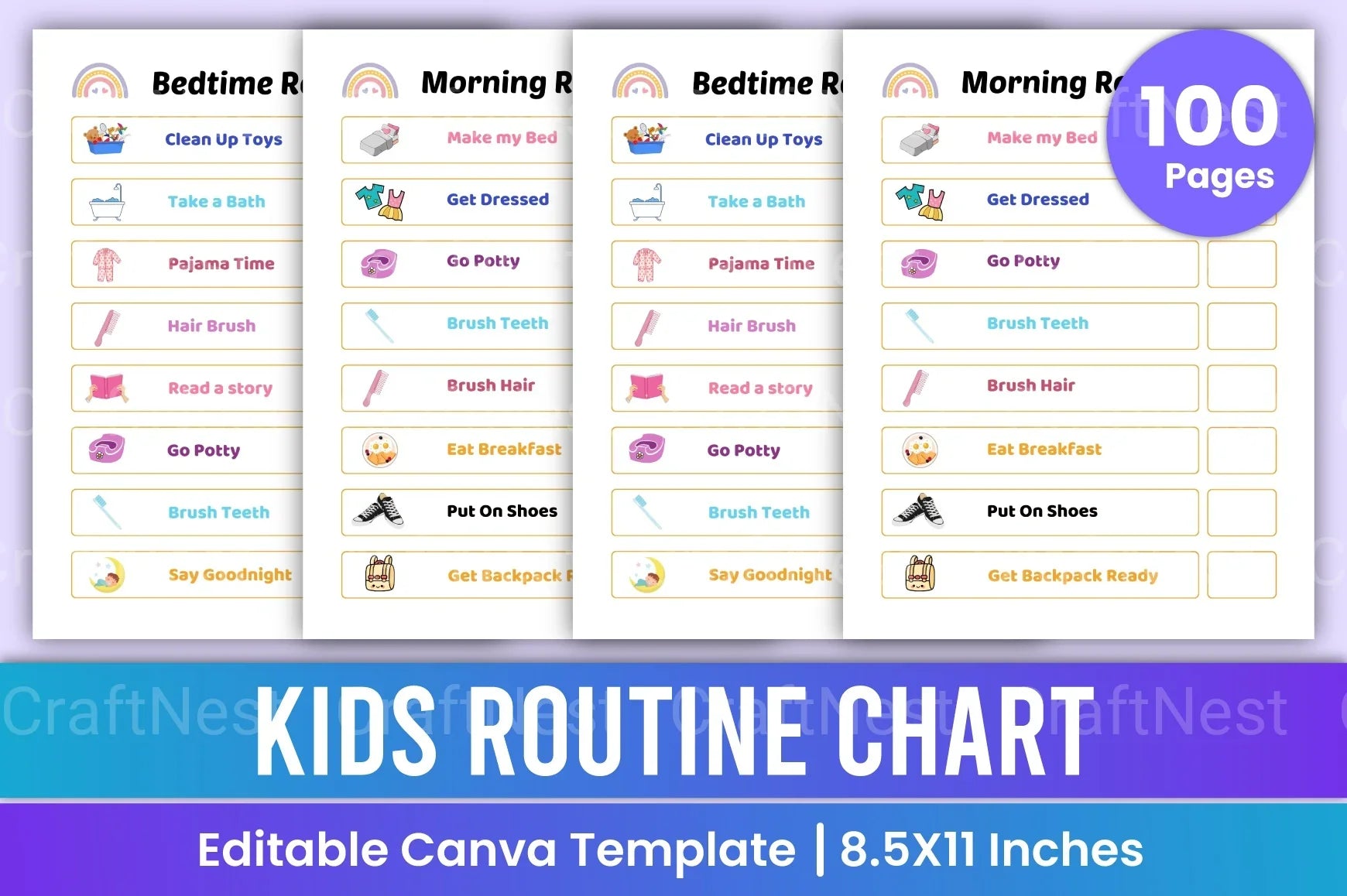 Kids Routine Chart for Daily Activities - CraftNest - Digital Crafting and Art