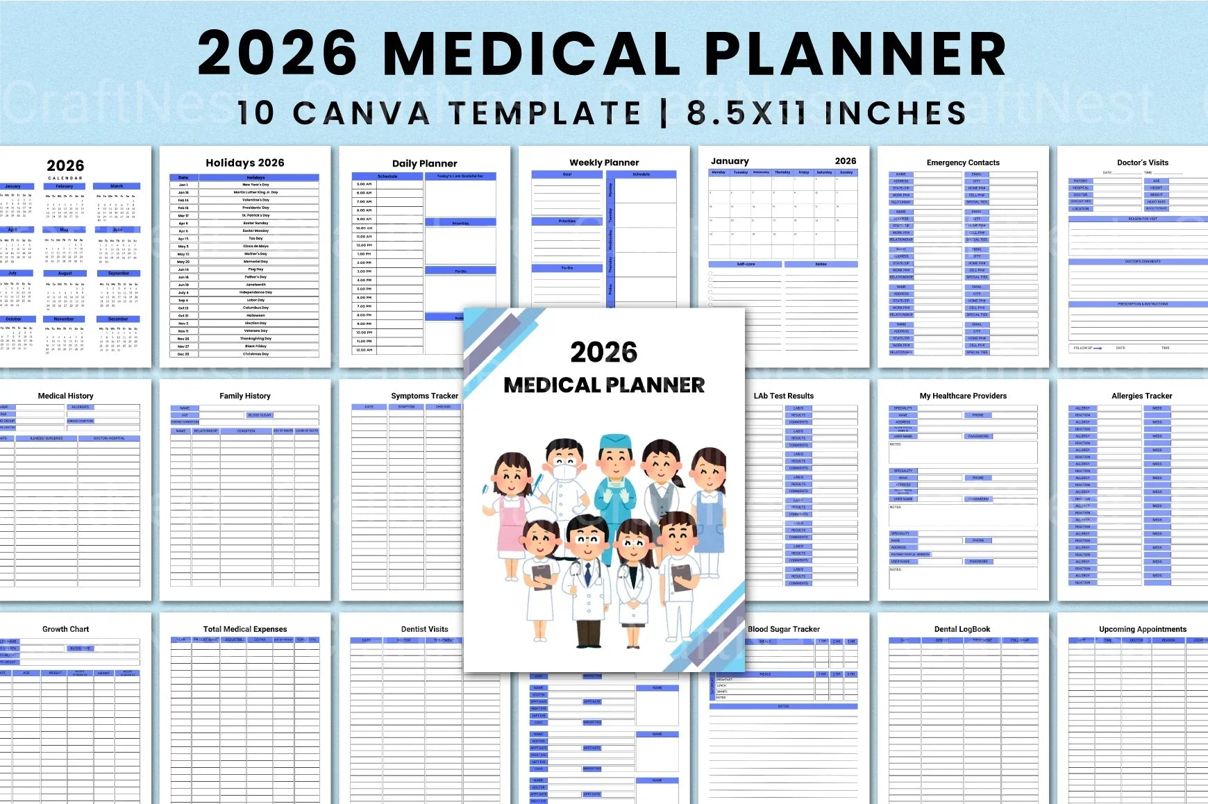 Medical Planner Template - CraftNest - Digital Crafting and Art