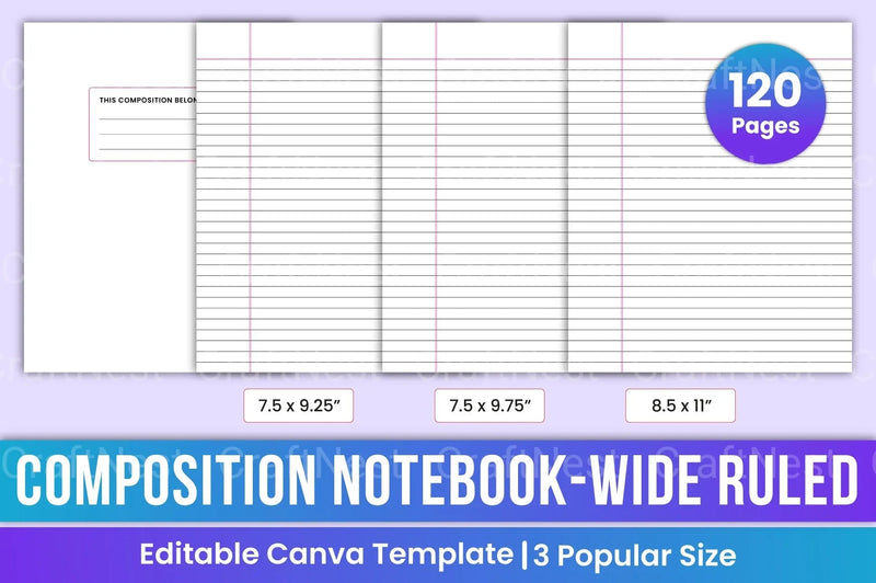 College Ruled Composition Notebook - CraftNest - Digital Crafting and Art