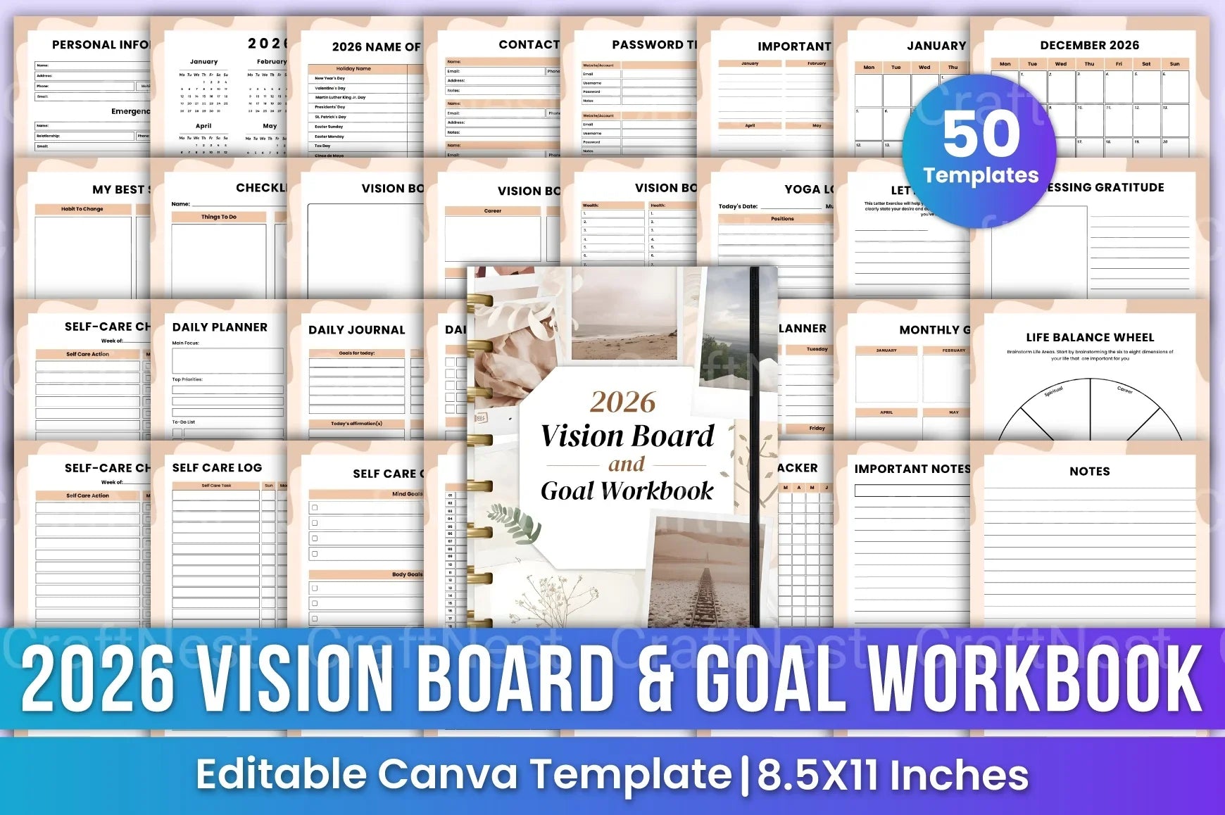 Vision Board Goal Workbook for Success - CraftNest - Digital Crafting and Art