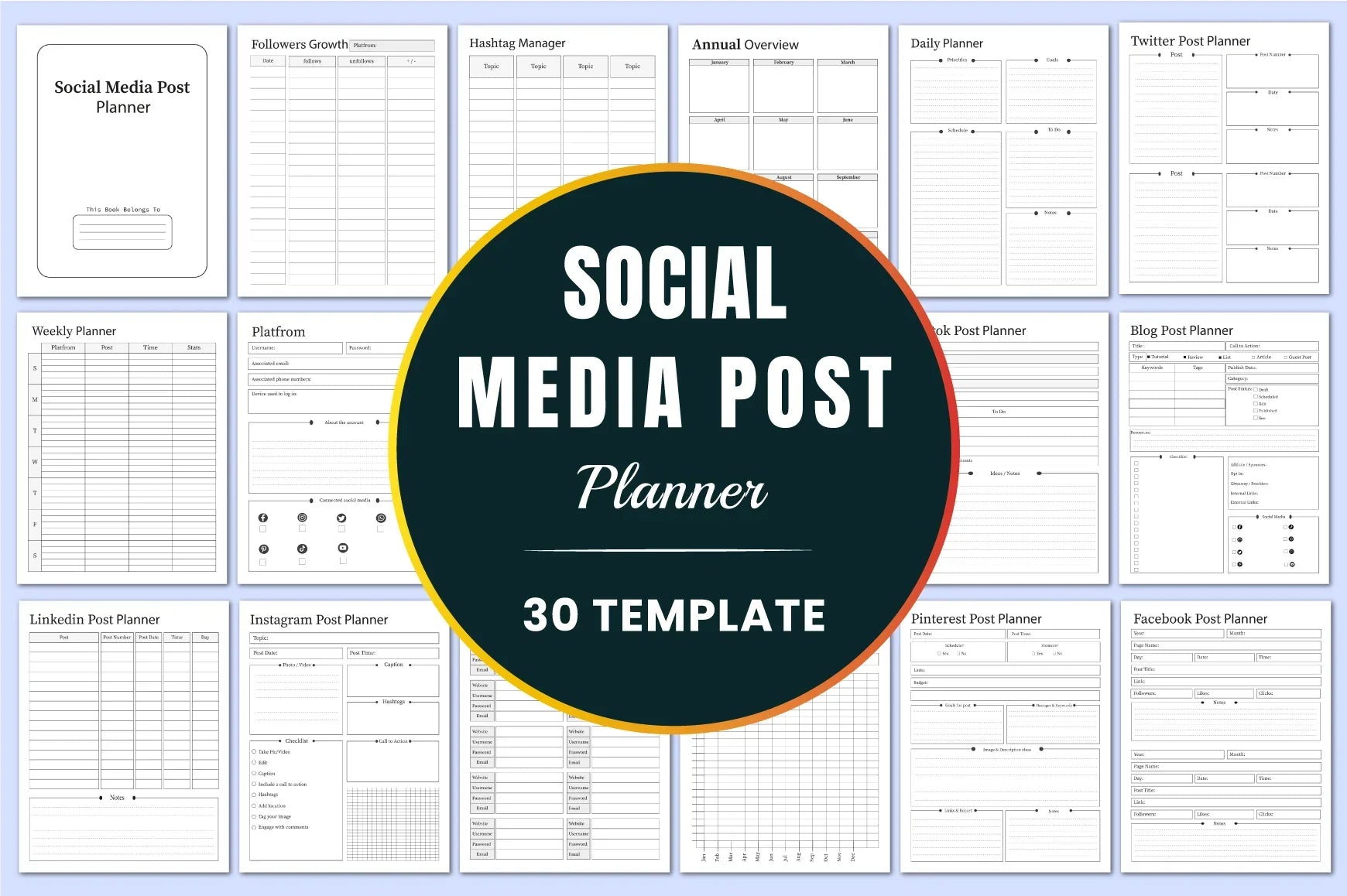 Social Media Post Planner  Bundle - CraftNest - Digital Crafting and Art