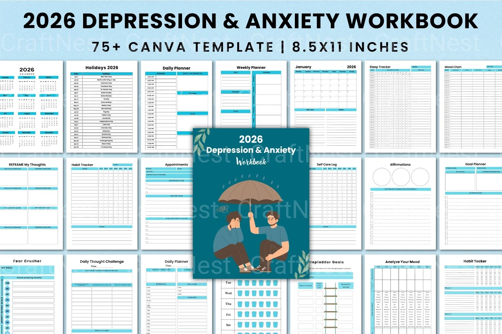 Anxiety and Depression Workbook - CraftNest - Digital Crafting and Art