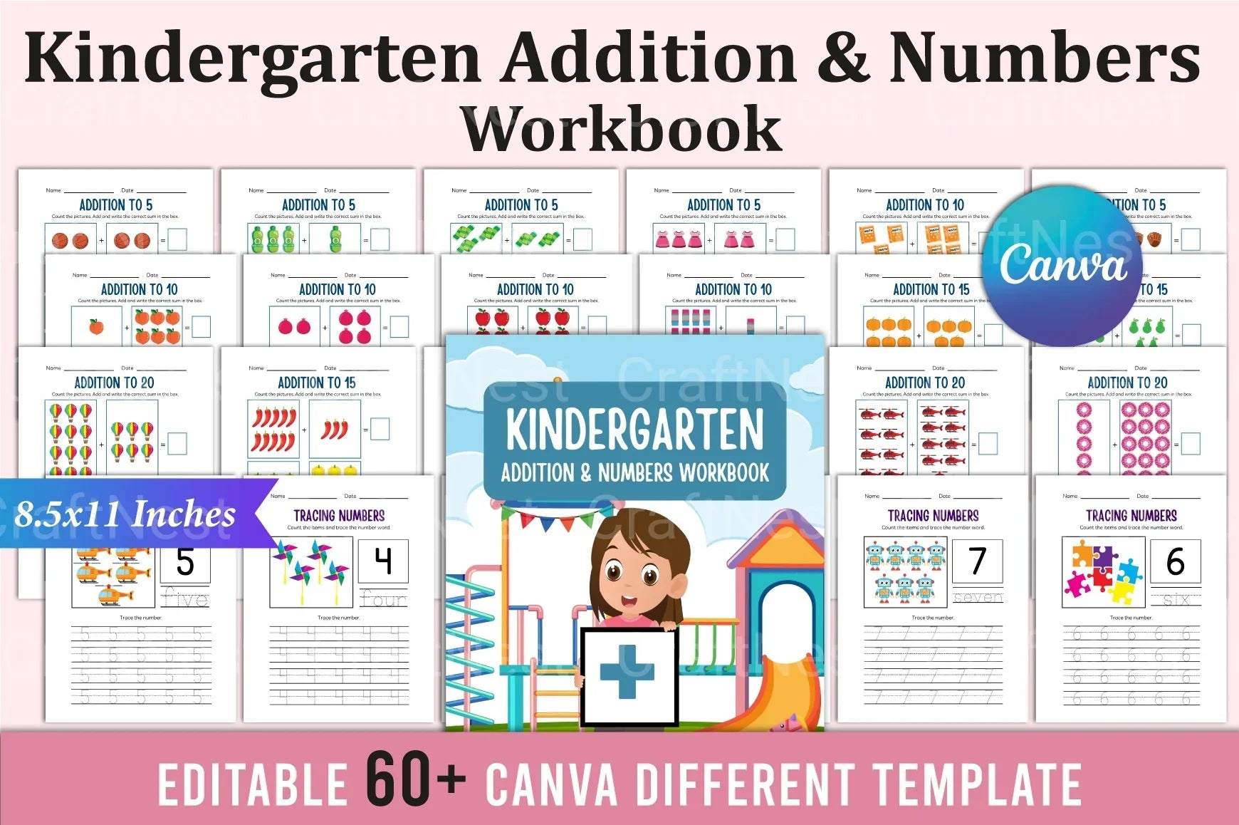 Kindergarten Addition Workbook - CraftNest - Digital Crafting and Art