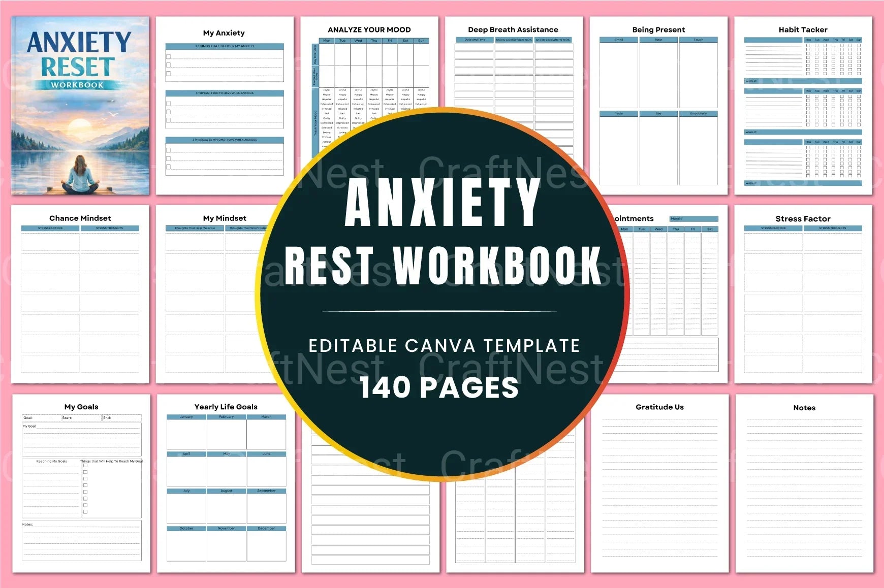 Anxiety Reset Workbook: Transform Your Mindset - CraftNest - Digital Crafting and Art