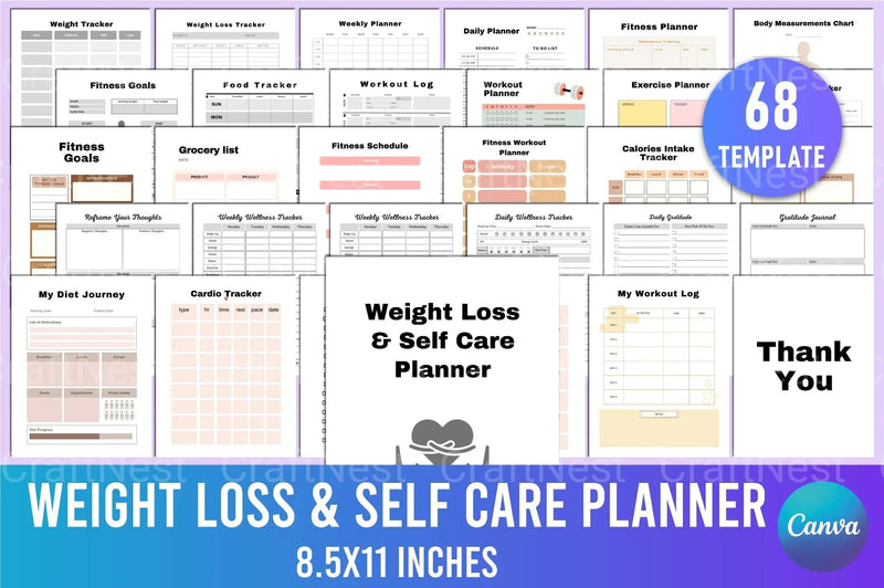 Weight Loss Self-Care Planner - CraftNest - Digital Crafting and Art