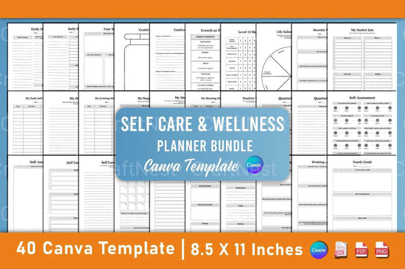 Self Care Wellness Planner for Personal Growth - CraftNest - Digital Crafting and Art
