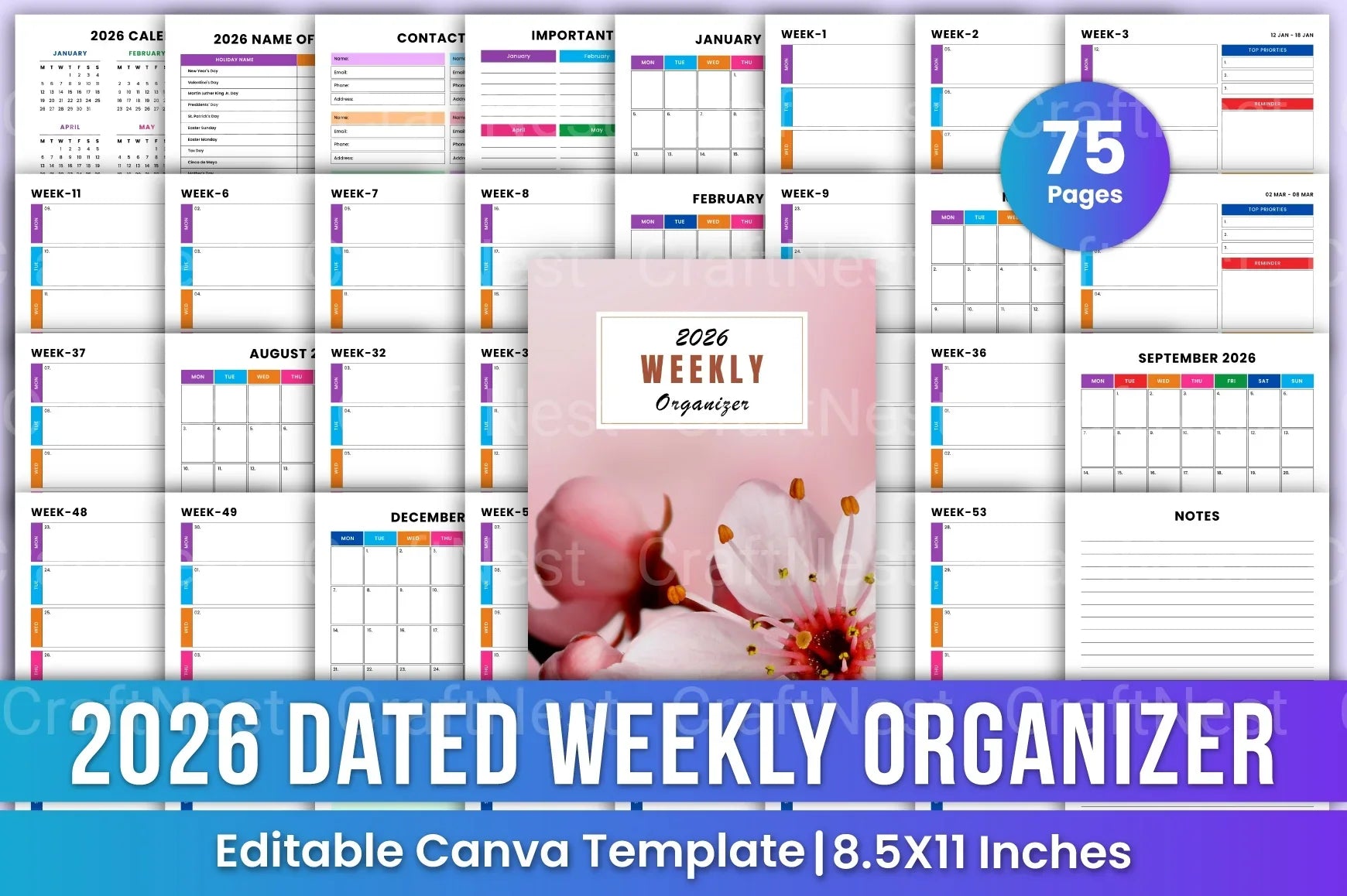 Weekly Planner Organizer - CraftNest - Digital Crafting and Art
