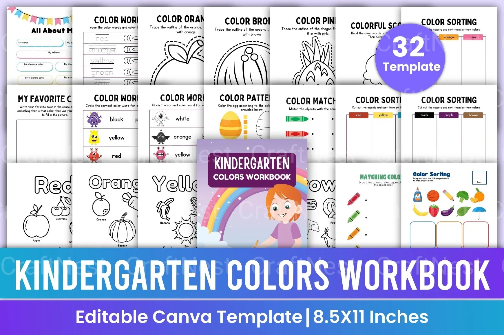 Kindergarten Colors Workbook for Kids - CraftNest - Digital Crafting and Art
