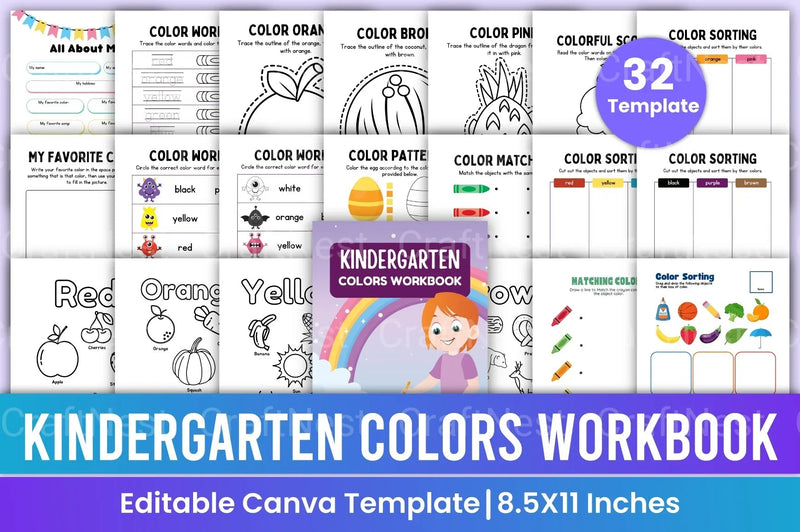 Kindergarten Colors Workbook for Kids - CraftNest - Digital Crafting and Art