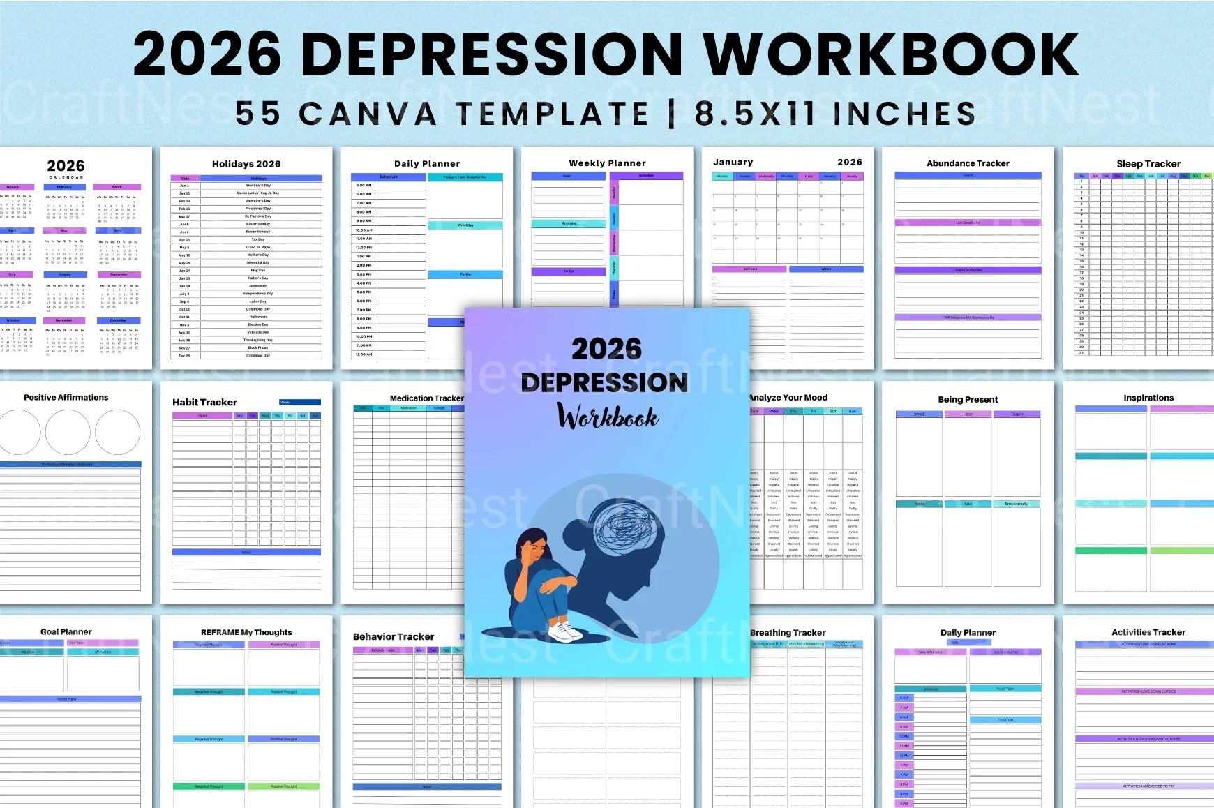 Depression Workbook: Effective Strategies for Mental Health - CraftNest - Digital Crafting and Art