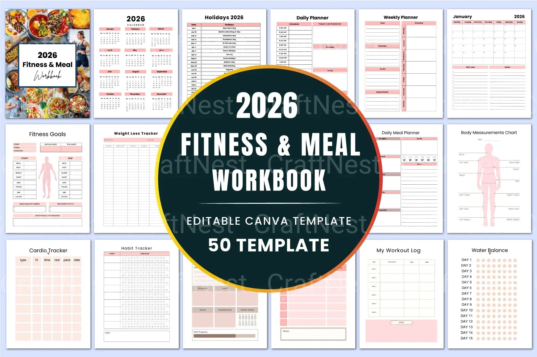 Fitness Meal Planning Workbook - CraftNest - Digital Crafting and Art