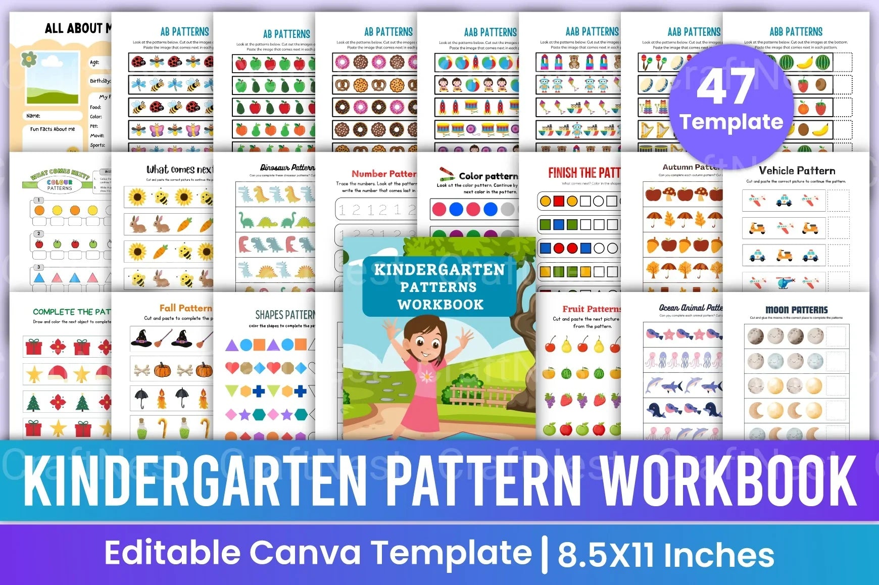 Kindergarten Pattern Workbook for Early Learning - CraftNest - Digital Crafting and Art