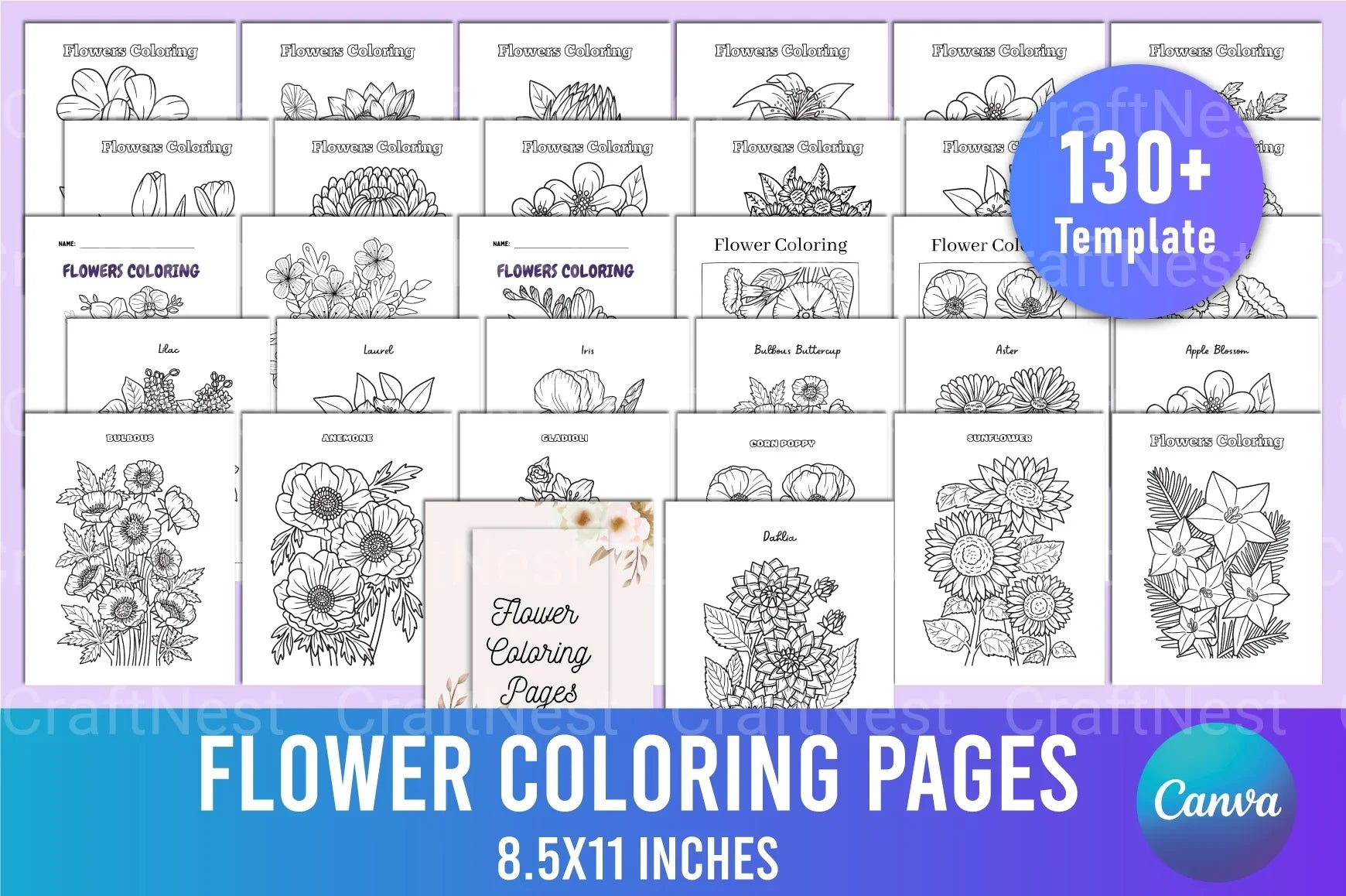 Flower Coloring Book for Relaxation - CraftNest - Digital Crafting and Art