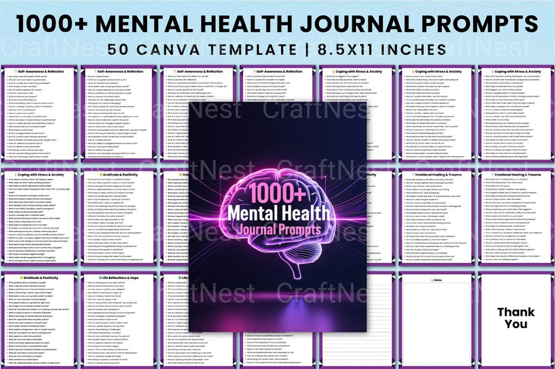 Mental Health Prompts for Wellness - CraftNest - Digital Crafting and Art