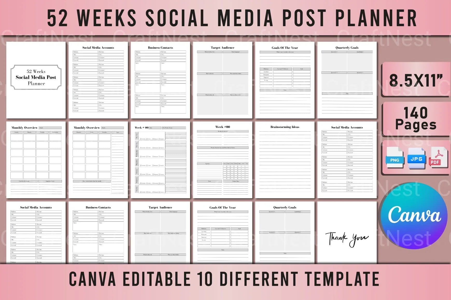 52-Week Social Media Post Planner - CraftNest - Digital Crafting and Art