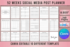 52-Week Social Media Post Planner - CraftNest - Digital Crafting and Art