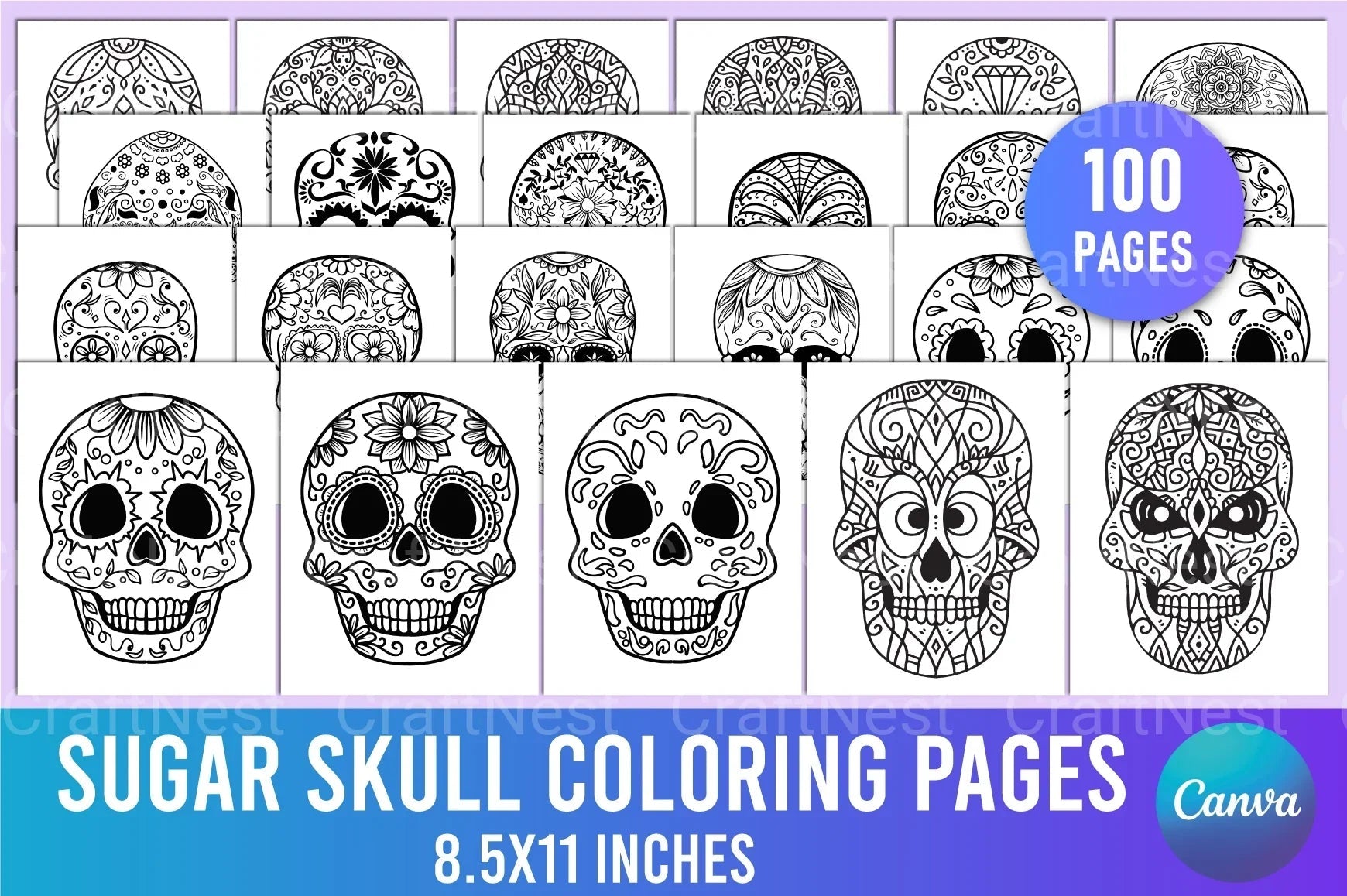 Sugar Skull Coloring Page - CraftNest - Digital Crafting and Art