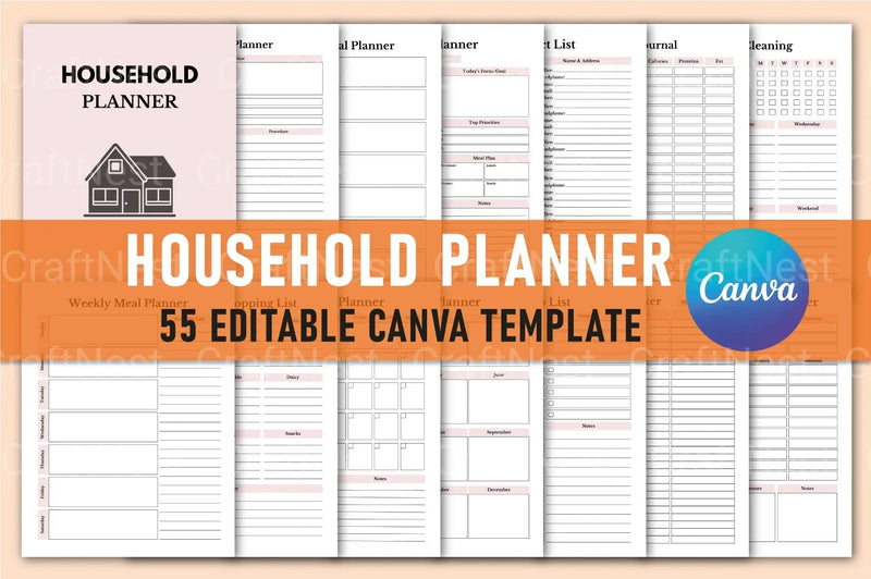 Household Planner for Efficient Home Management - CraftNest - Digital Crafting and Art