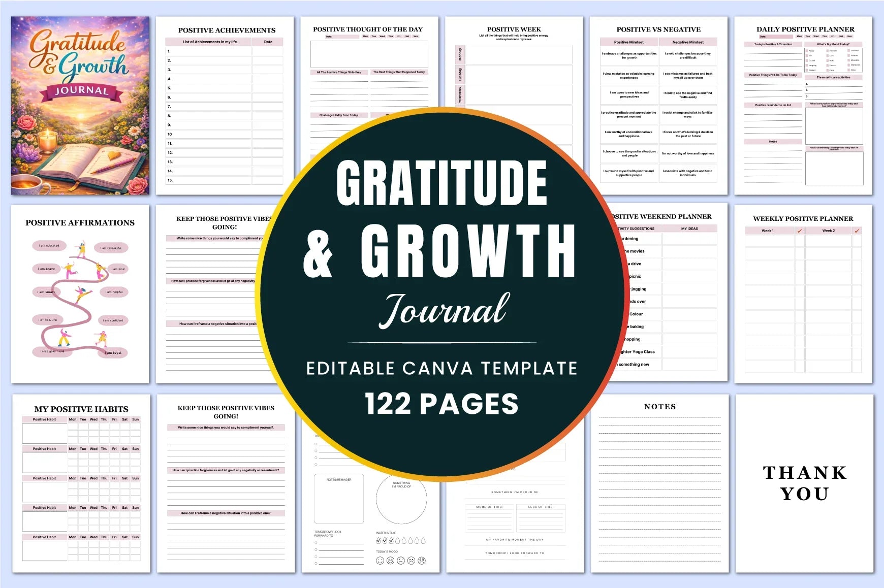 Gratitude Growth Planner - Printable Journal Bundle - CraftNest - Digital Crafting and Art