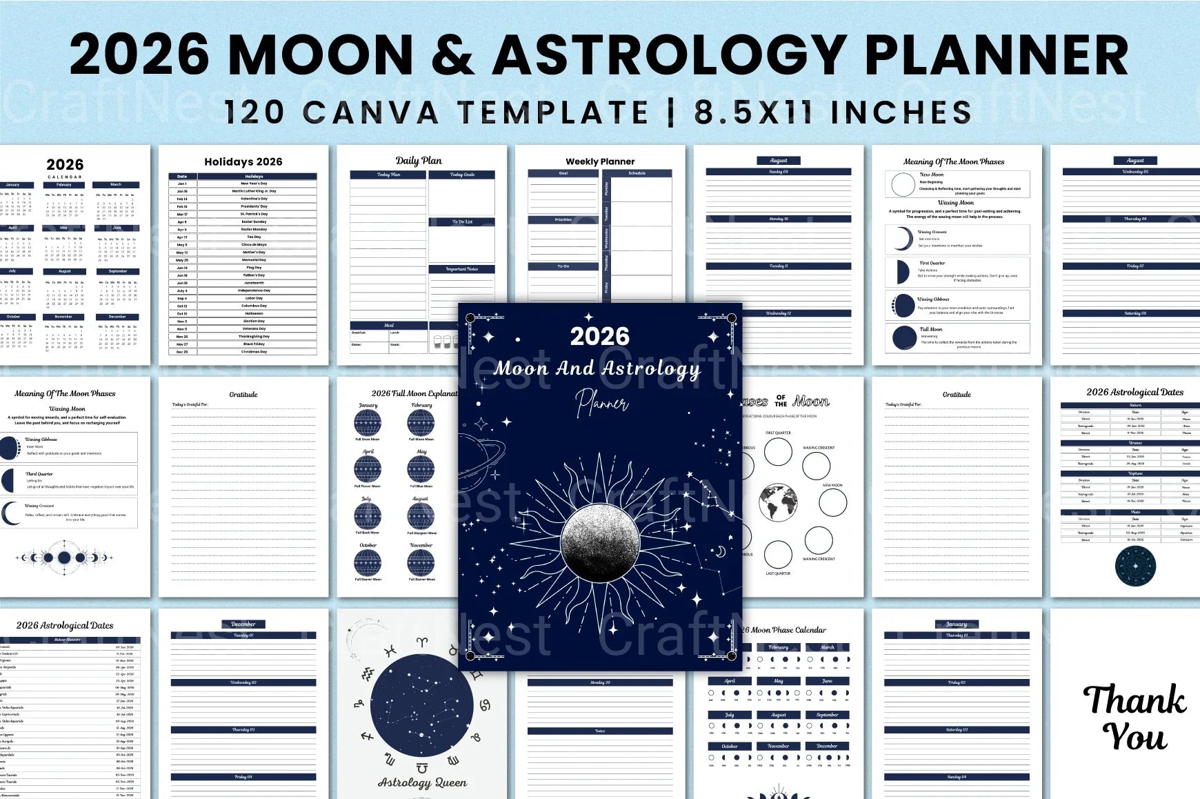 Moon Astrology Planner Canva Template - CraftNest - Digital Crafting and Art