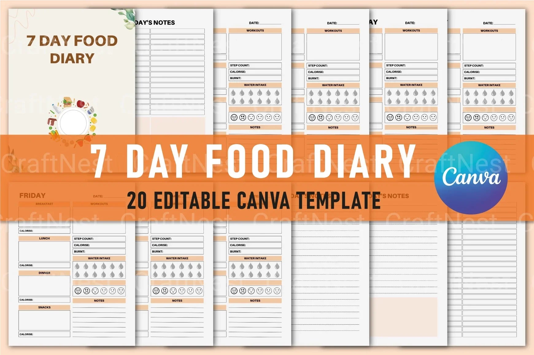 Day Food Diary: Track Your Meals and Nutrition - CraftNest - Digital Crafting and Art