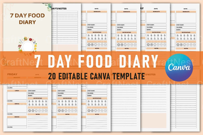 Day Food Diary: Track Your Meals and Nutrition - CraftNest - Digital Crafting and Art
