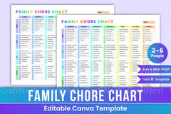 Family Chore Chart Template - CraftNest - Digital Crafting and Art