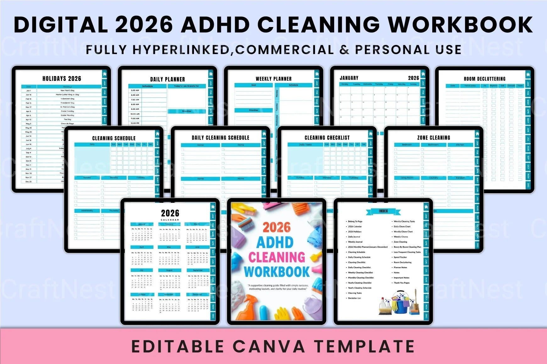 ADHD Cleaning Workbook: Effective Strategies for a Tidy Home - CraftNest - Digital Crafting and Art