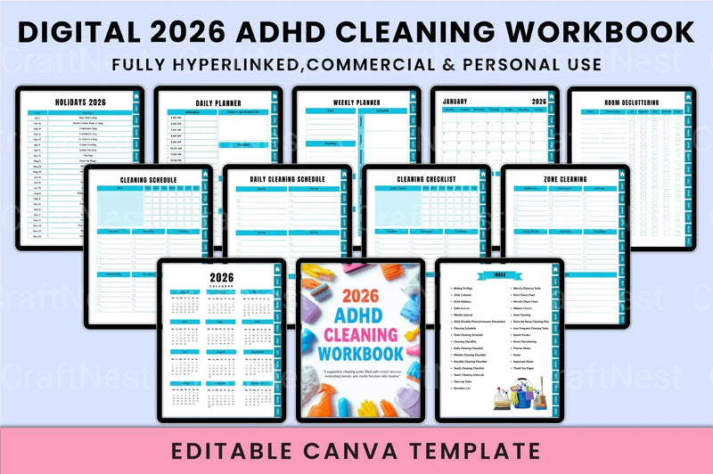 ADHD Cleaning Workbook: Effective Strategies for a Tidy Home - CraftNest - Digital Crafting and Art