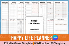 Happy Life Planner Canva Interior - CraftNest - Digital Crafting and Art
