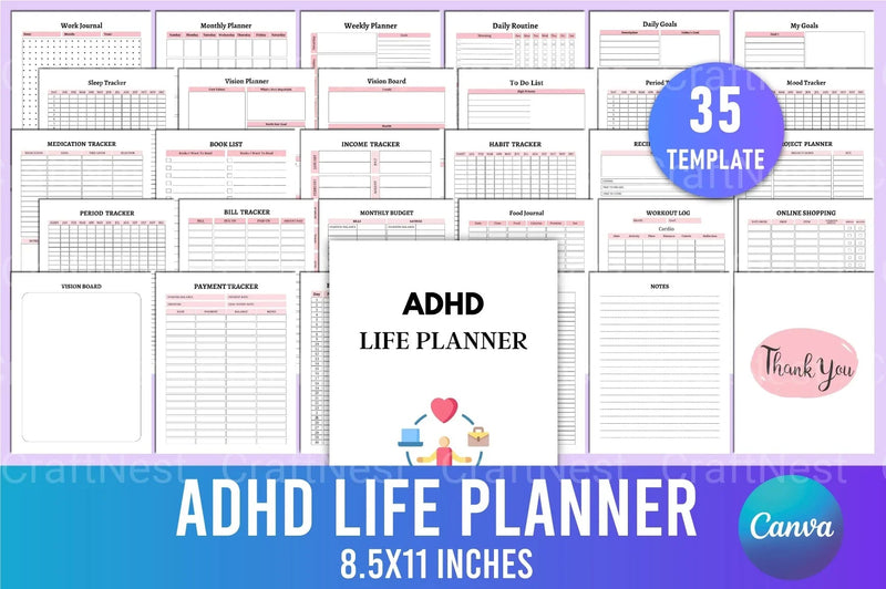 ADHD Life Planner for Effective Organization - CraftNest - Digital Crafting and Art