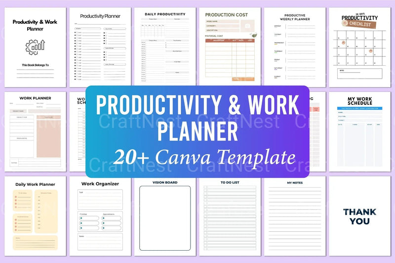 Productivity Work Planner - CraftNest - Digital Crafting and Art