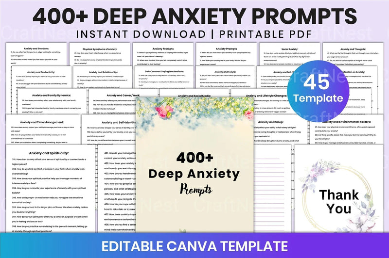 400 Deep Anxiety Prompts for Mindfulness - CraftNest - Digital Crafting and Art