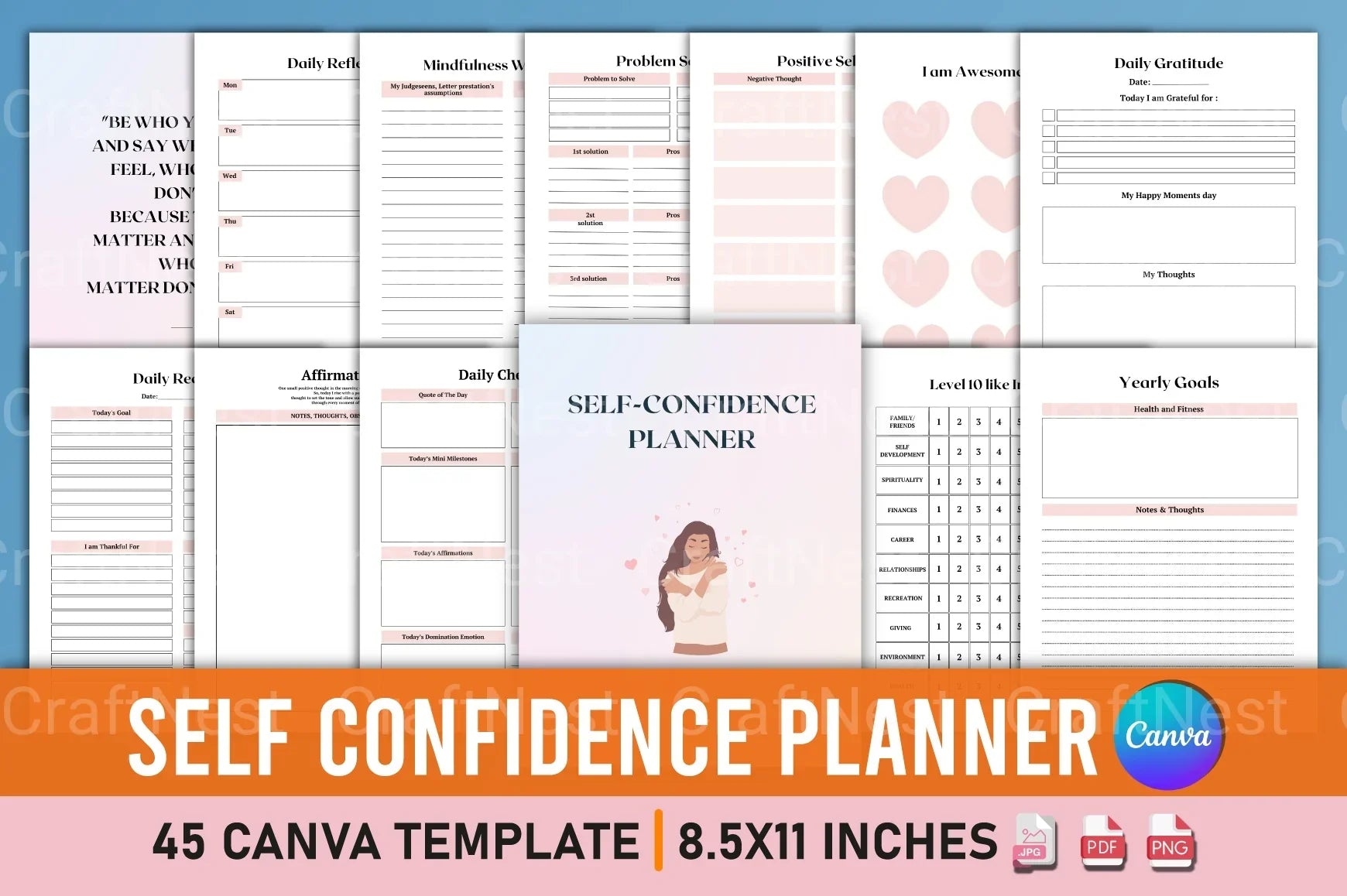 Self Confidence Planner for Personal Growth - CraftNest - Digital Crafting and Art