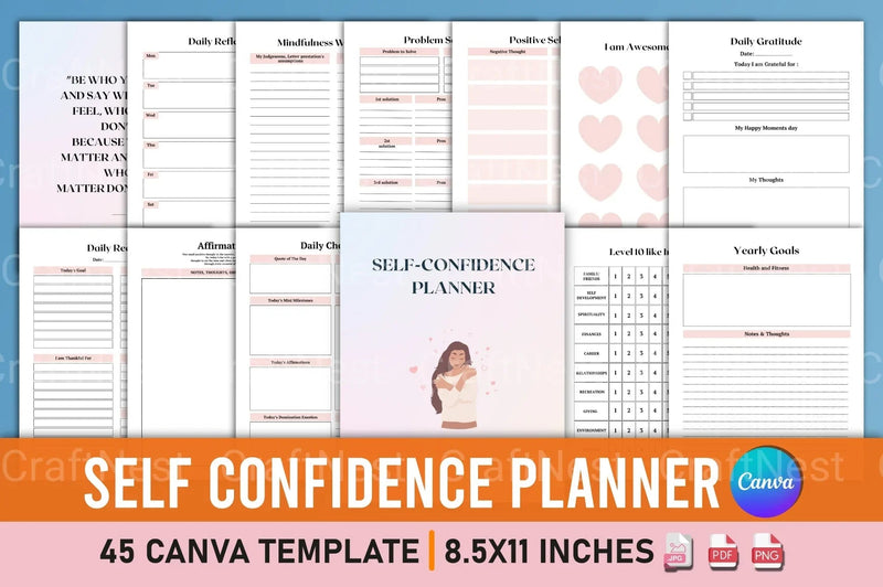 Self Confidence Planner for Personal Growth - CraftNest - Digital Crafting and Art