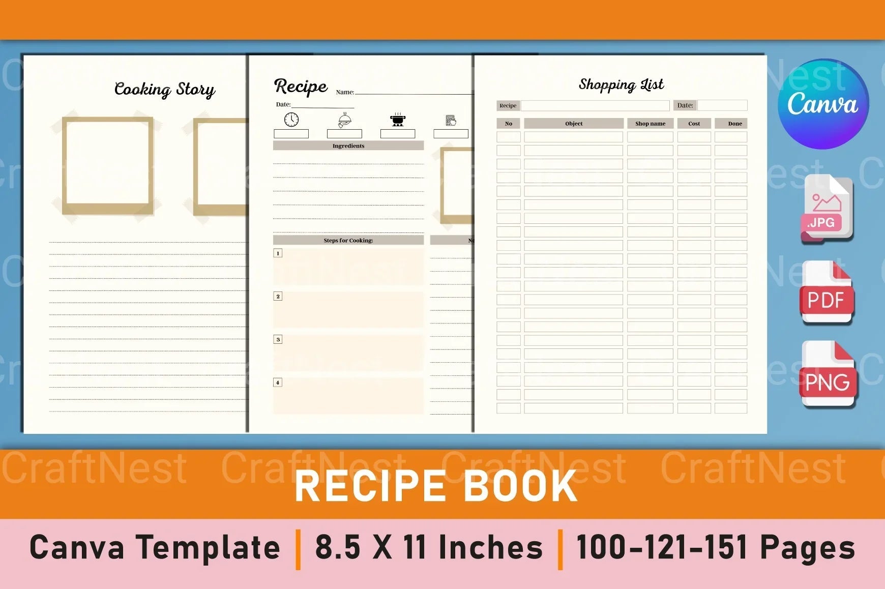 Recipe Book Design Template on Canva - CraftNest - Digital Crafting and Art