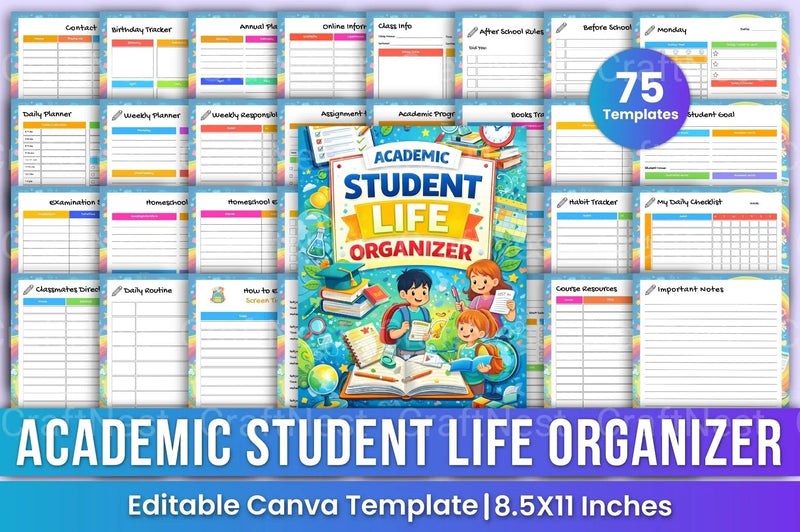 Academic Student Life Planner - CraftNest - Digital Crafting and Art