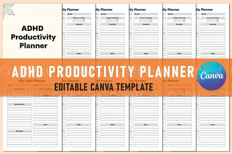 ADHD Productivity Planner - CraftNest - Digital Crafting and Art