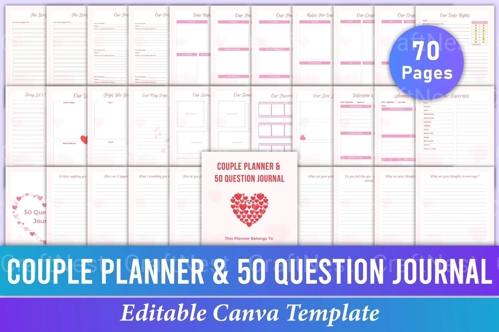 50 Questions for Couples: Relationship Planner - CraftNest - Digital Crafting and Art