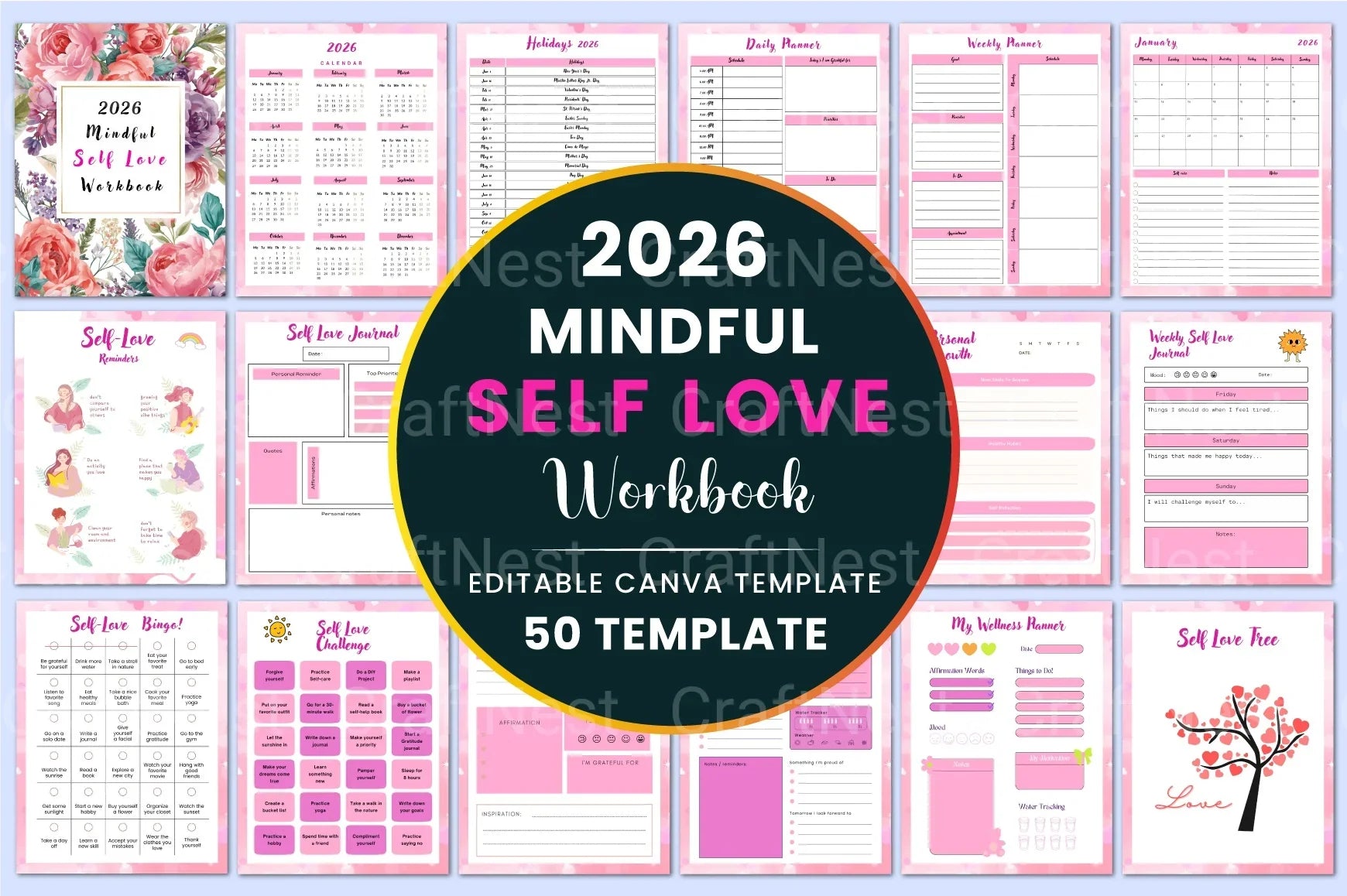 Mindful Self-Love Workbook - CraftNest - Digital Crafting and Art