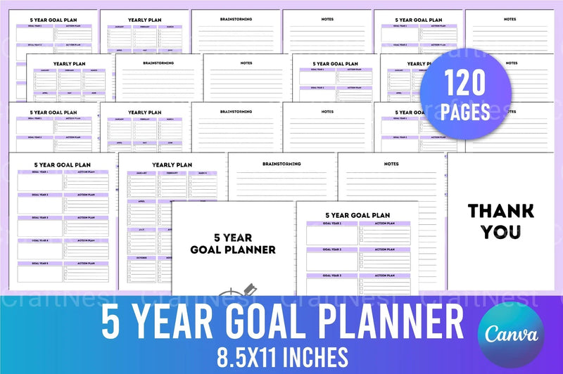 Yearly Goal Planner - CraftNest - Digital Crafting and Art