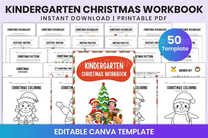 Kindergarten Christmas Workbook - CraftNest - Digital Crafting and Art