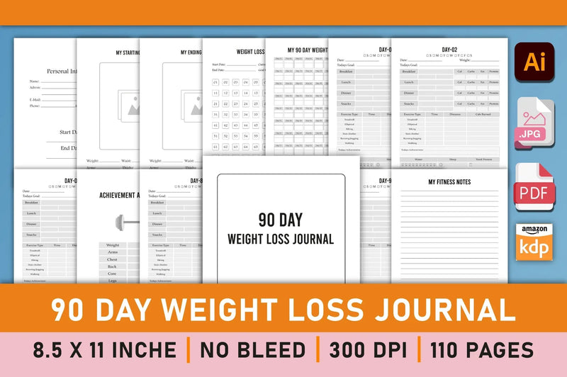 Day Weight Loss Planner - Printable Bundle - CraftNest - Digital Crafting and Art