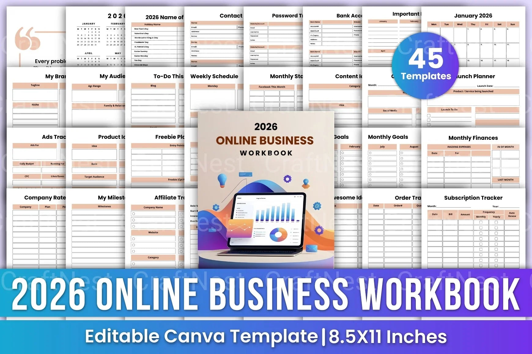 Online Business Workbook for Success - CraftNest - Digital Crafting and Art