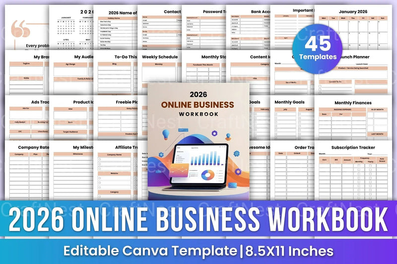 Online Business Workbook for Success - CraftNest - Digital Crafting and Art