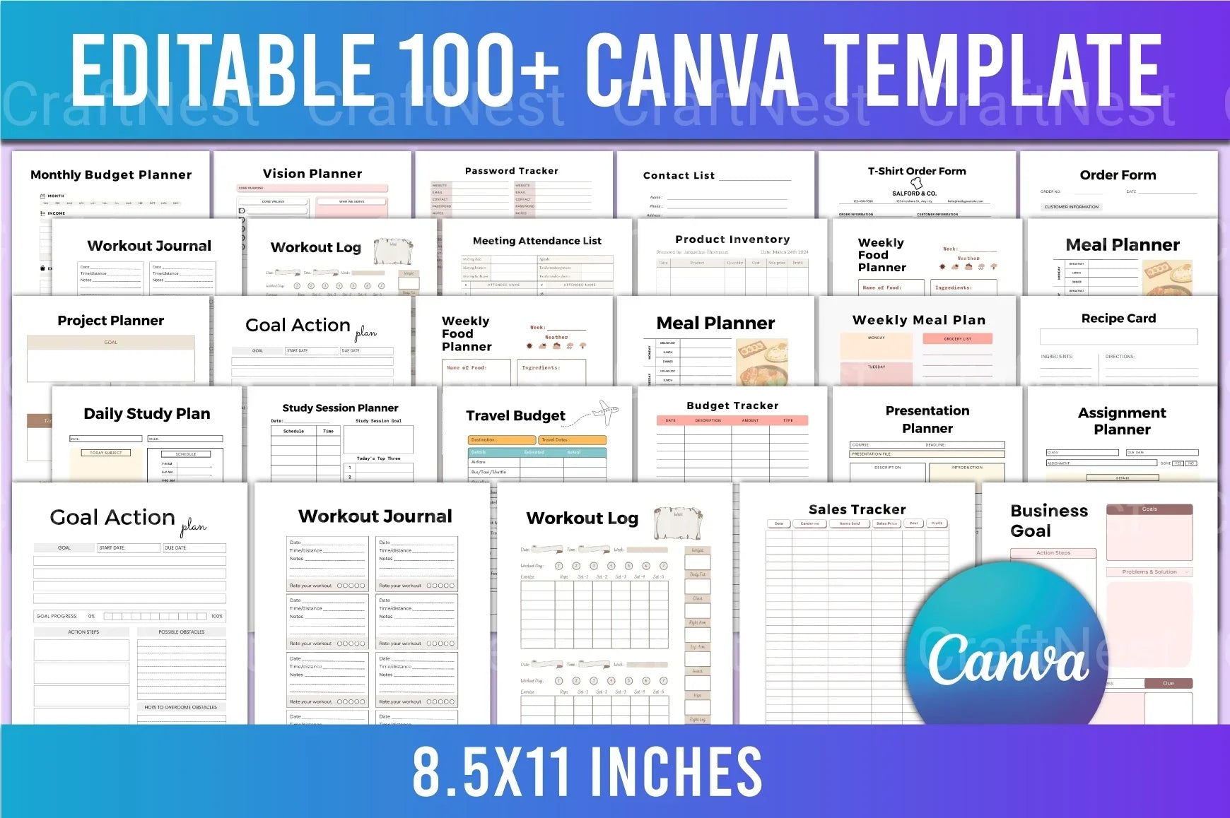 Editable Canva Template Collection - CraftNest - Digital Crafting and Art